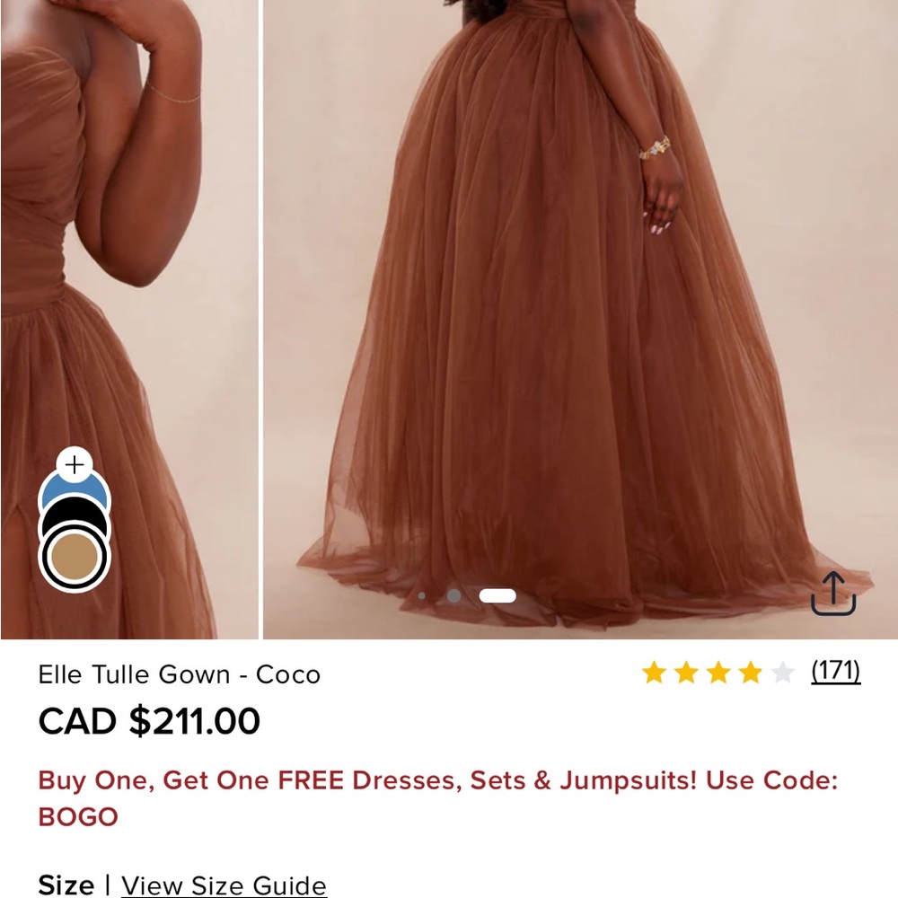 Elle Strapless Brown Gown - Picture 3 of 3
